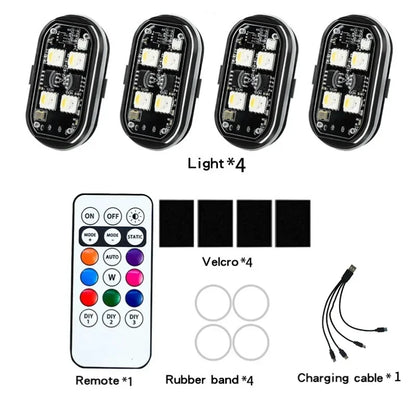 Wireless Light Aircraft Airplane Helicopter Warning Lights RGB Led Strobe lights Motorcycle Lights LED Flash with USB Charging