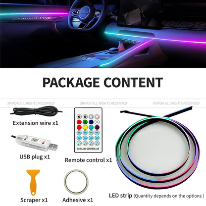 Bande lumineuse d’ambiance pour voiture, universelle, LED intérieure, lampe d’atmosphère à effet symphonique.