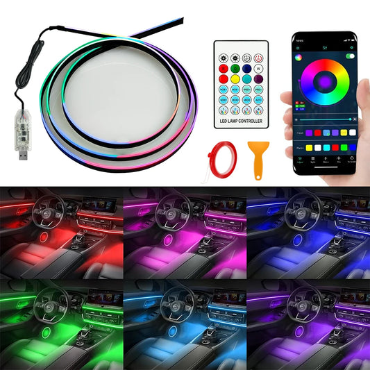 Bande lumineuse d’ambiance pour voiture, universelle, LED intérieure, lampe d’atmosphère à effet symphonique.